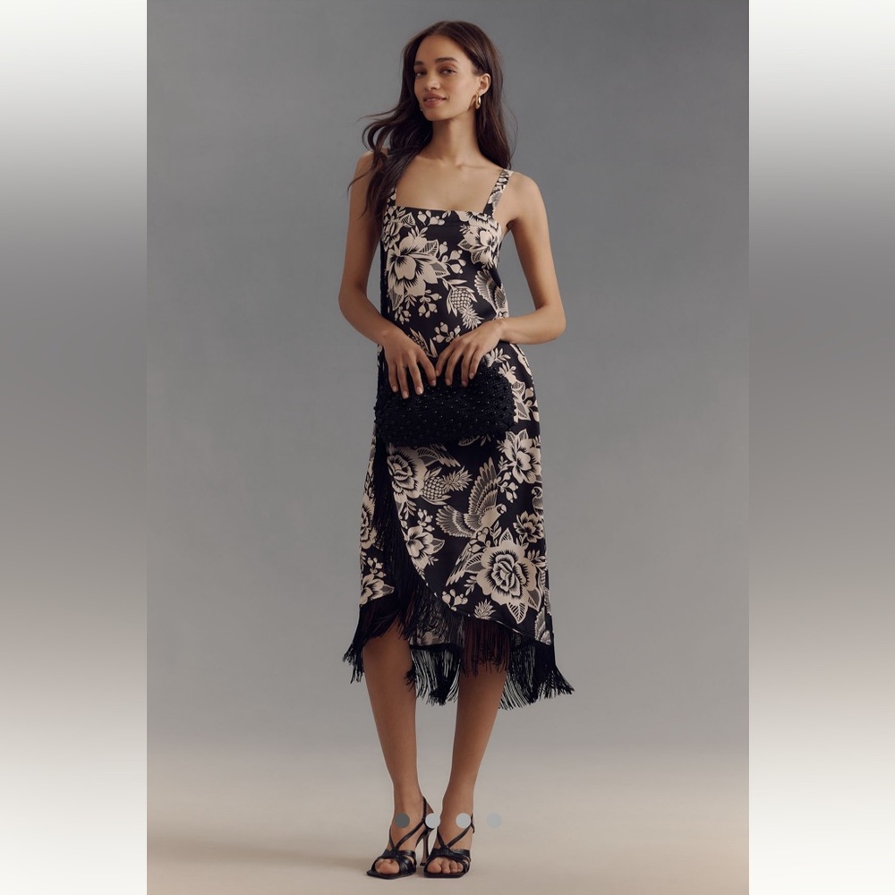 FARM Rio Black and White Floral Midi Dress - Picture 1 of 11